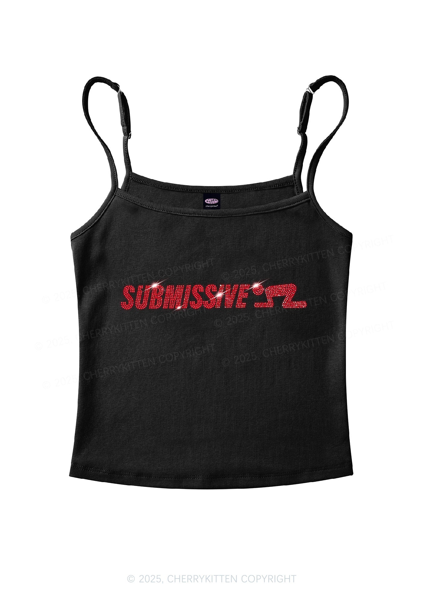Rhinestone Submissive Man Y2K Spaghetti Strap Cami Cherrykitten