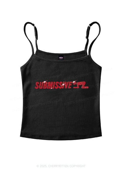 Rhinestone Submissive Man Y2K Spaghetti Strap Cami Cherrykitten