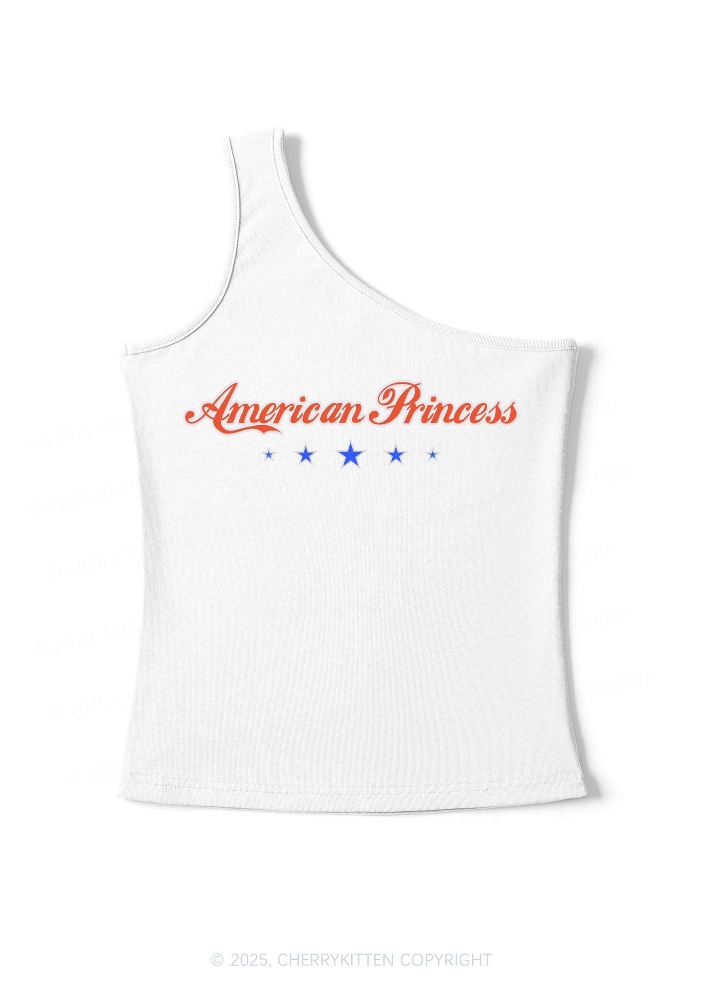 American Princess Y2K One Shoulder Tank Top Cherrykitten