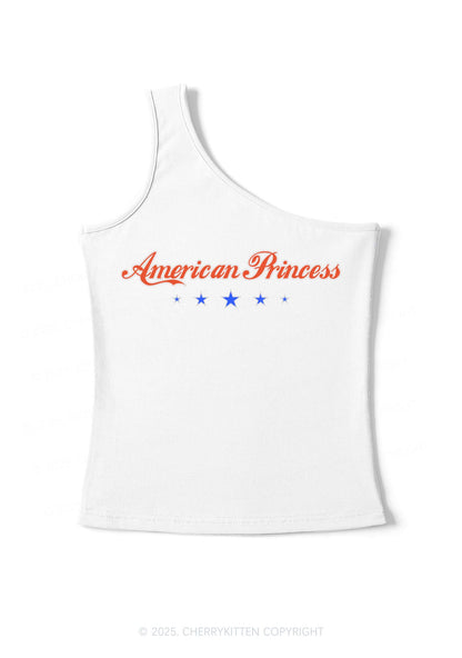 American Princess Y2K One Shoulder Tank Top Cherrykitten