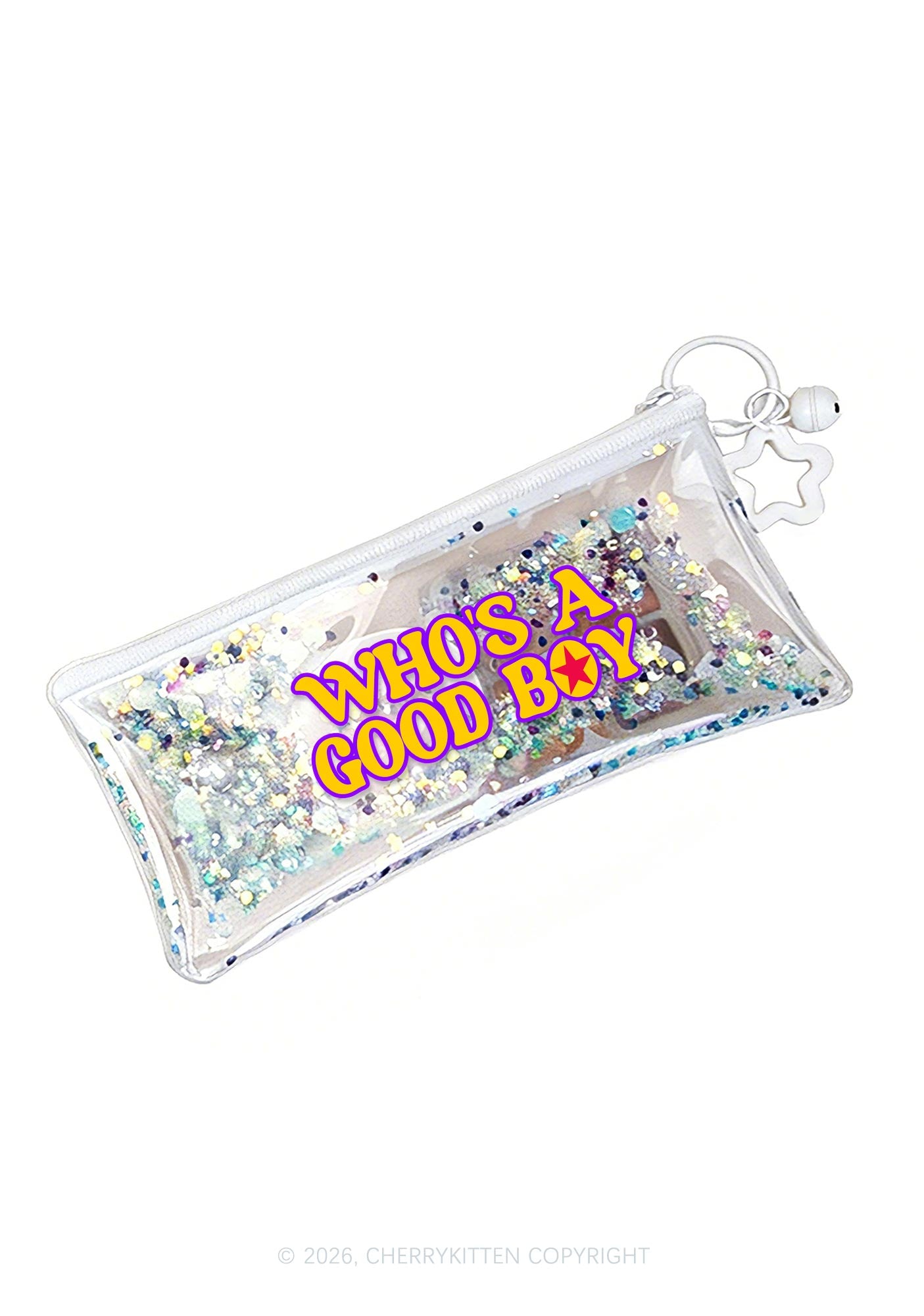 Whos A Good Boy Y2K Quicksand Transparent Pencil Pouch Cherrykitten