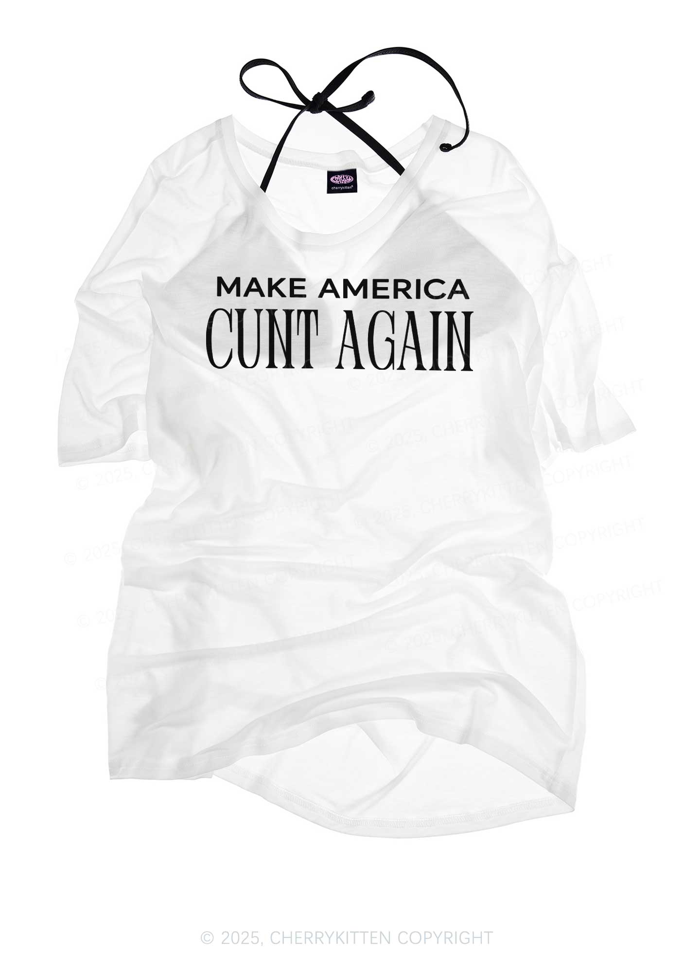 Make America Cxxt Again Y2K Sheer Boyfriend Tee Cherrykitten