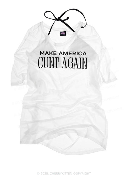 Make America Cxxt Again Y2K Sheer Boyfriend Tee Cherrykitten
