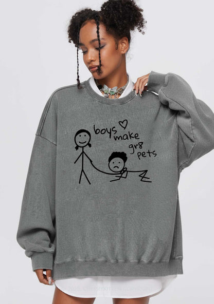 Boys Make Gr8 Pets Y2K Washed Sweatshirts Cherrykitten