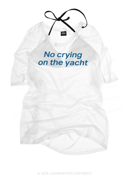 No Crying On Yacht Y2K Sheer Boyfriend Tee Cherrykitten