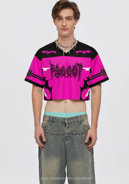 Custom Hot Pink Punk Faggot Pride Y2K Crop Sport Jersey Shirts Cherrykitten