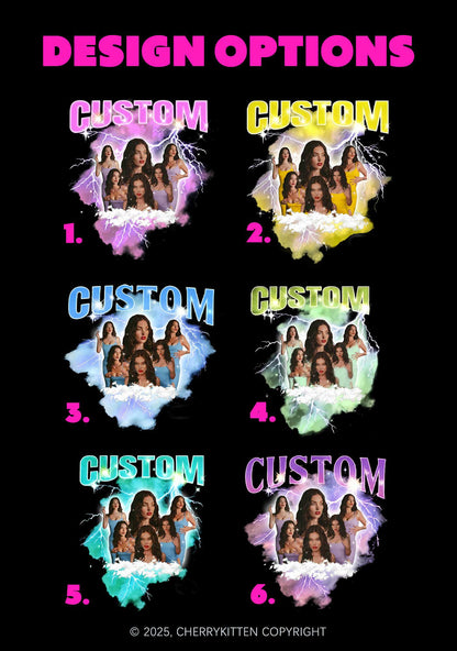 Custom Photo Storm Art Y2K Shirts Washed Tee Cherrykitten