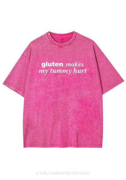 Gluten Makes Tummy Hurt Y2K Shirts Washed Tee Cherrykitten