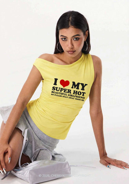 Love My Super Hot GF Valentine's Day Y2K Off Shoulder Tank Top Cherrykitten
