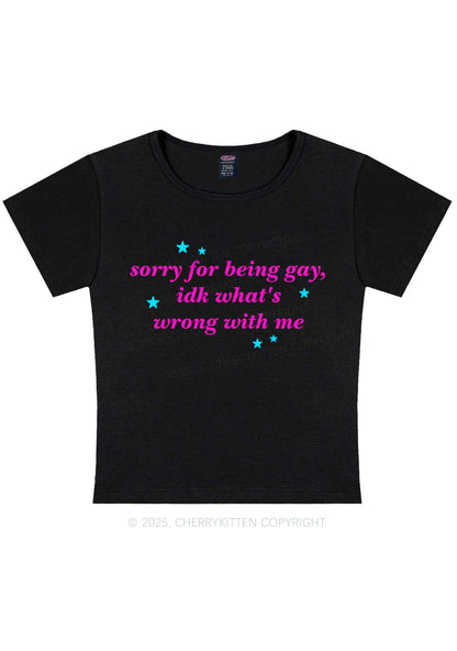 Sorry For Being Gay Pride Y2K Baby Tee Cherrykitten
