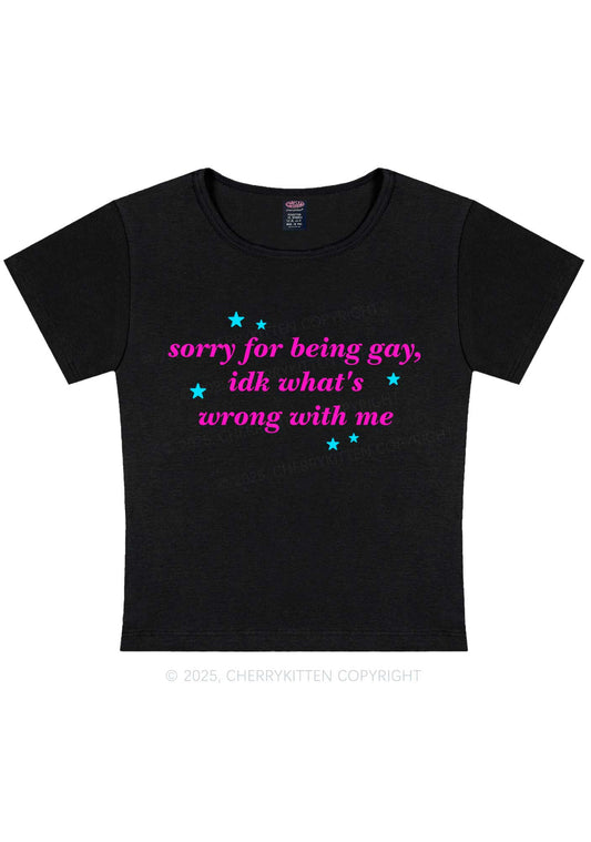 Sorry For Being Gay Pride Y2K Baby Tee Cherrykitten