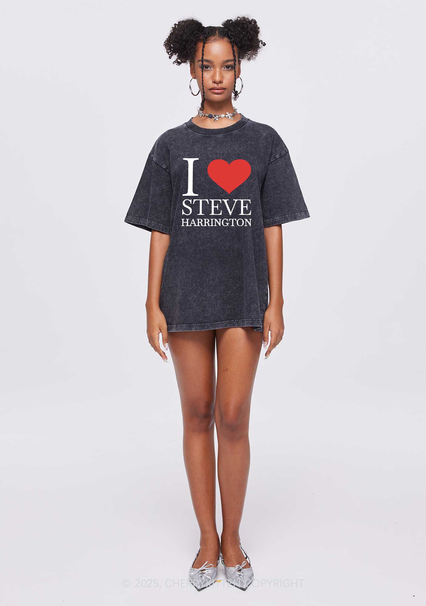 I Love SH Y2K Shirts Washed Tee Cherrykitten