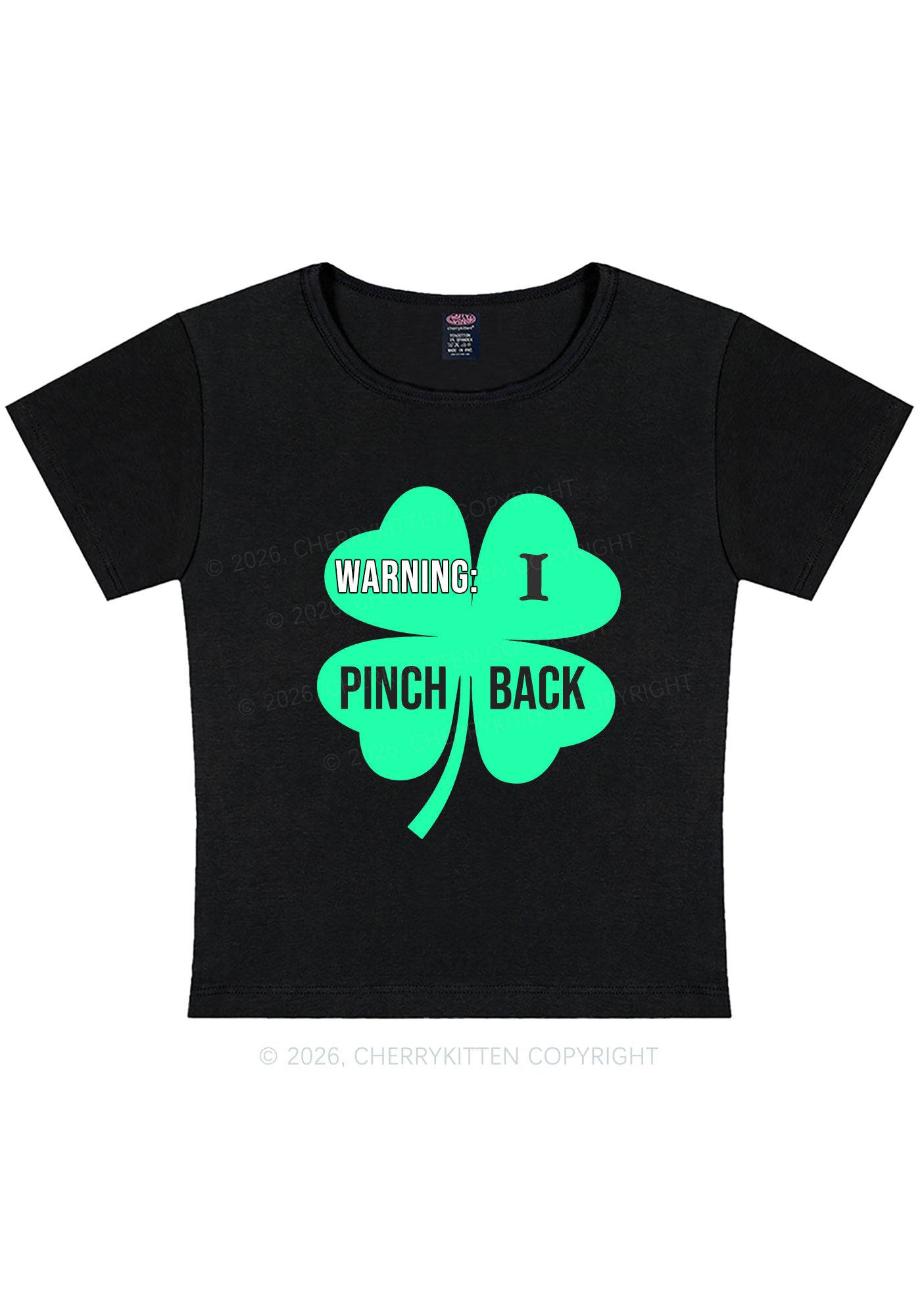 I Pinch Back St Patricks Y2K Baby Tee Cherrykitten