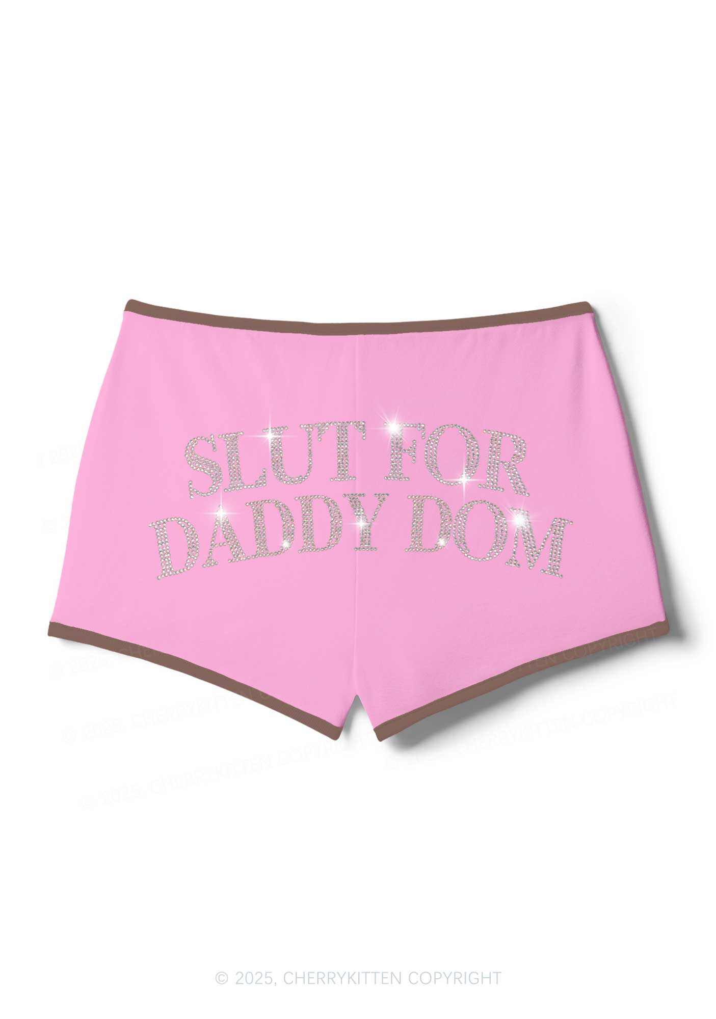 Rhinestone Slxt For Daddy Dom Y2K Booty Shorts Cherrykitten