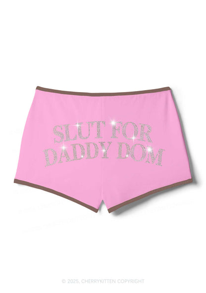 Rhinestone Slxt For Daddy Dom Y2K Booty Shorts Cherrykitten