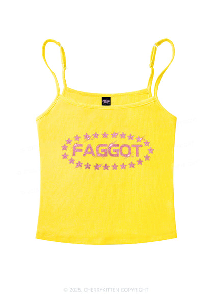 Rhinestone Pink Faggot Stars Pride Y2K Spaghetti Strap Cami Cherrykitten