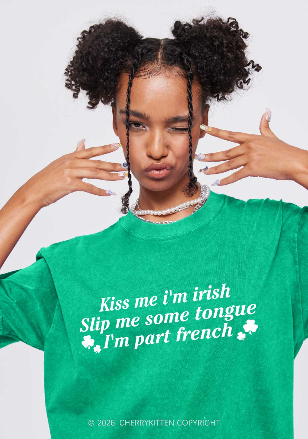 Im Part French St Patricks Y2K Washed Tee Cherrykitten
