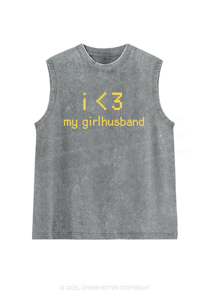 I Love My Girlhusband Y2K Washed Muscle Tank Cherrykitten
