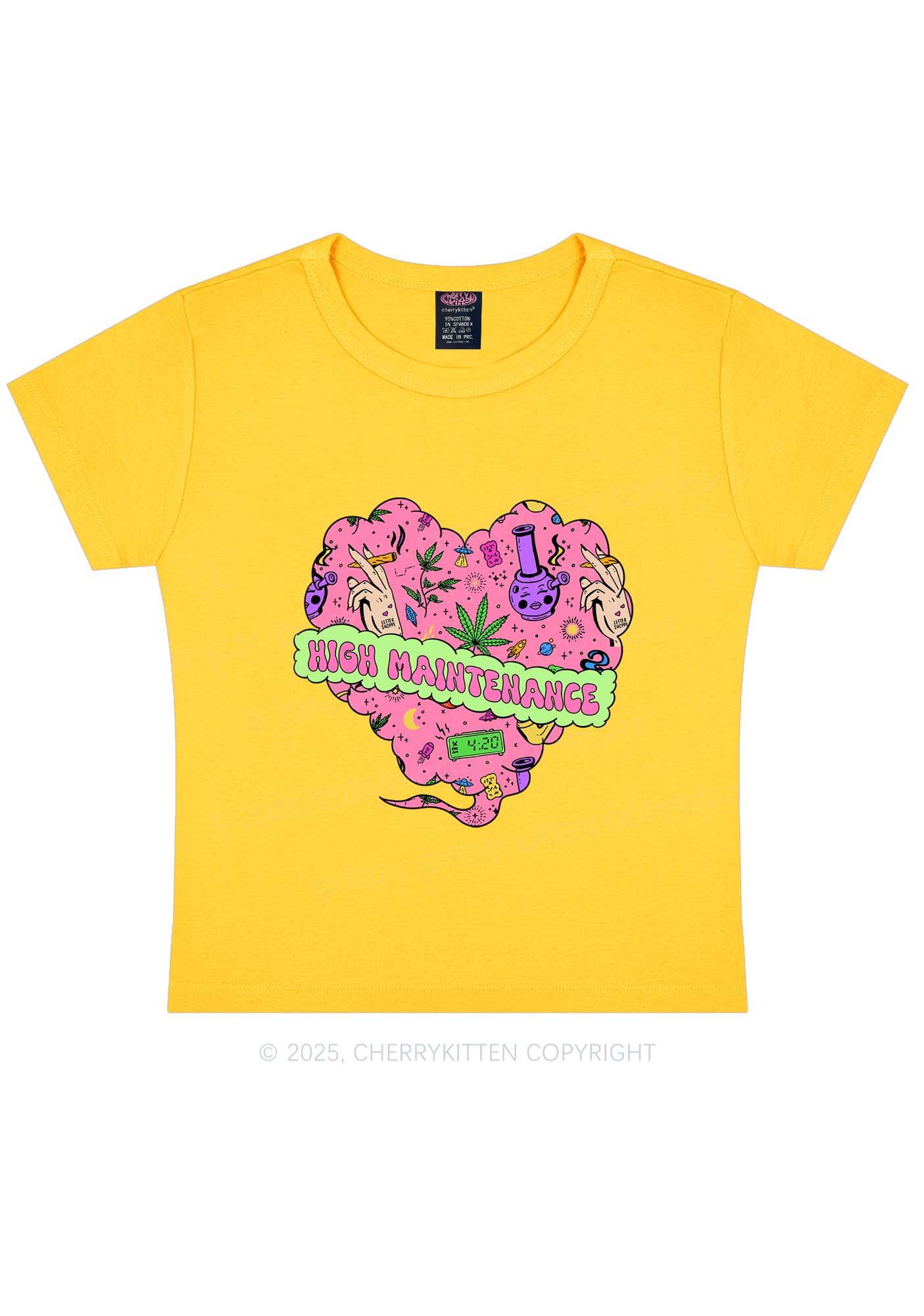 High Maintenance Heart Y2K Baby Tee Cherrykitten
