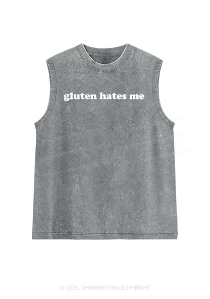 Gluten Hates Me Y2K Washed Muscle Tank Cherrykitten