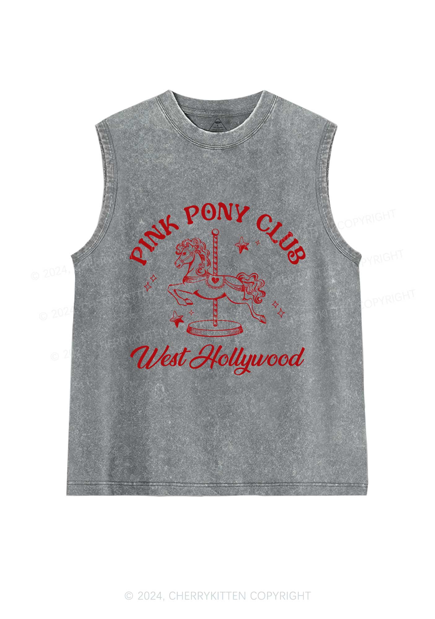 Pink West Hollywood Y2K Washed Tank Cherrykitten