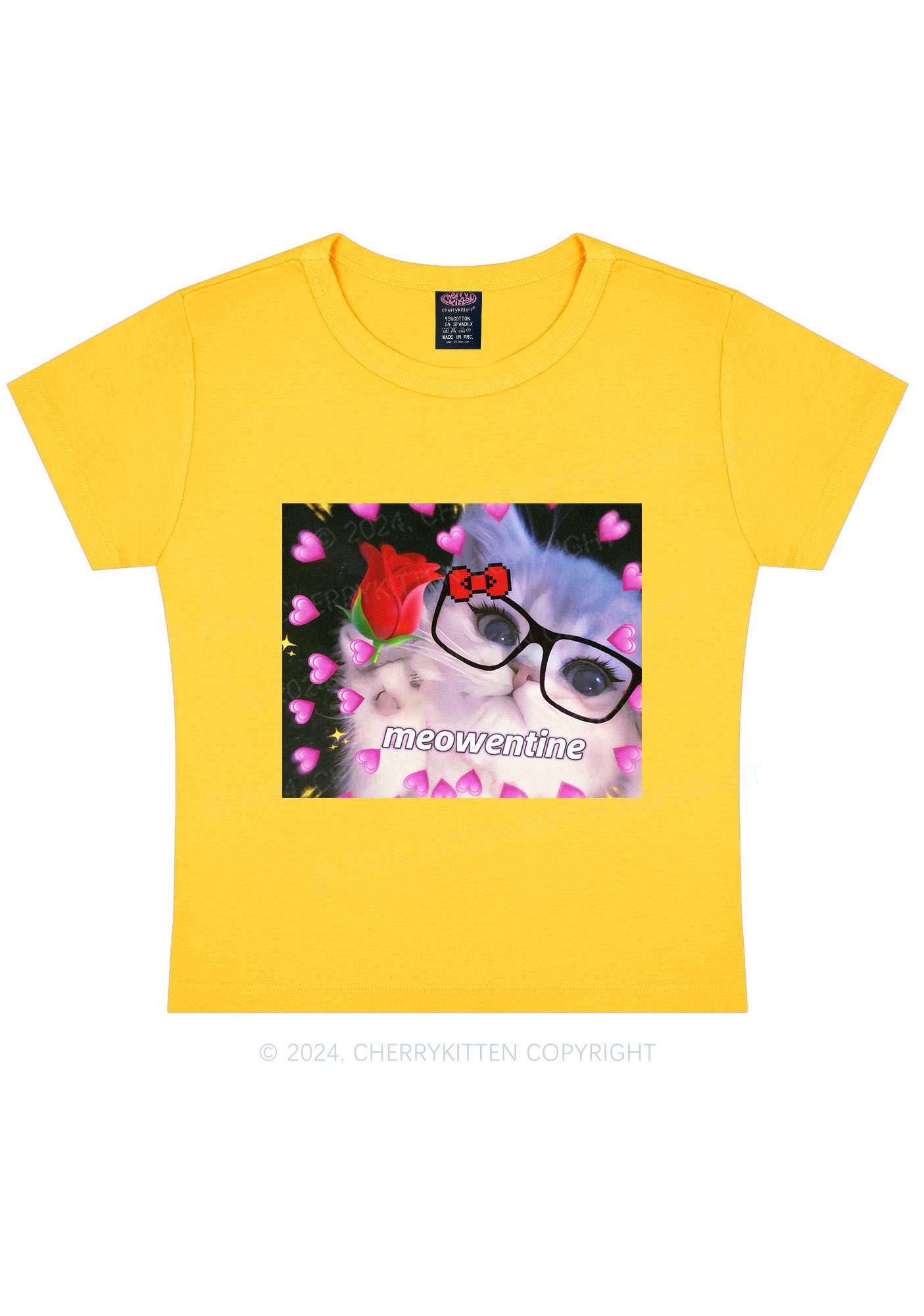 Meowentine Kitten Y2K Valentine's Day Baby Tee Cherrykitten
