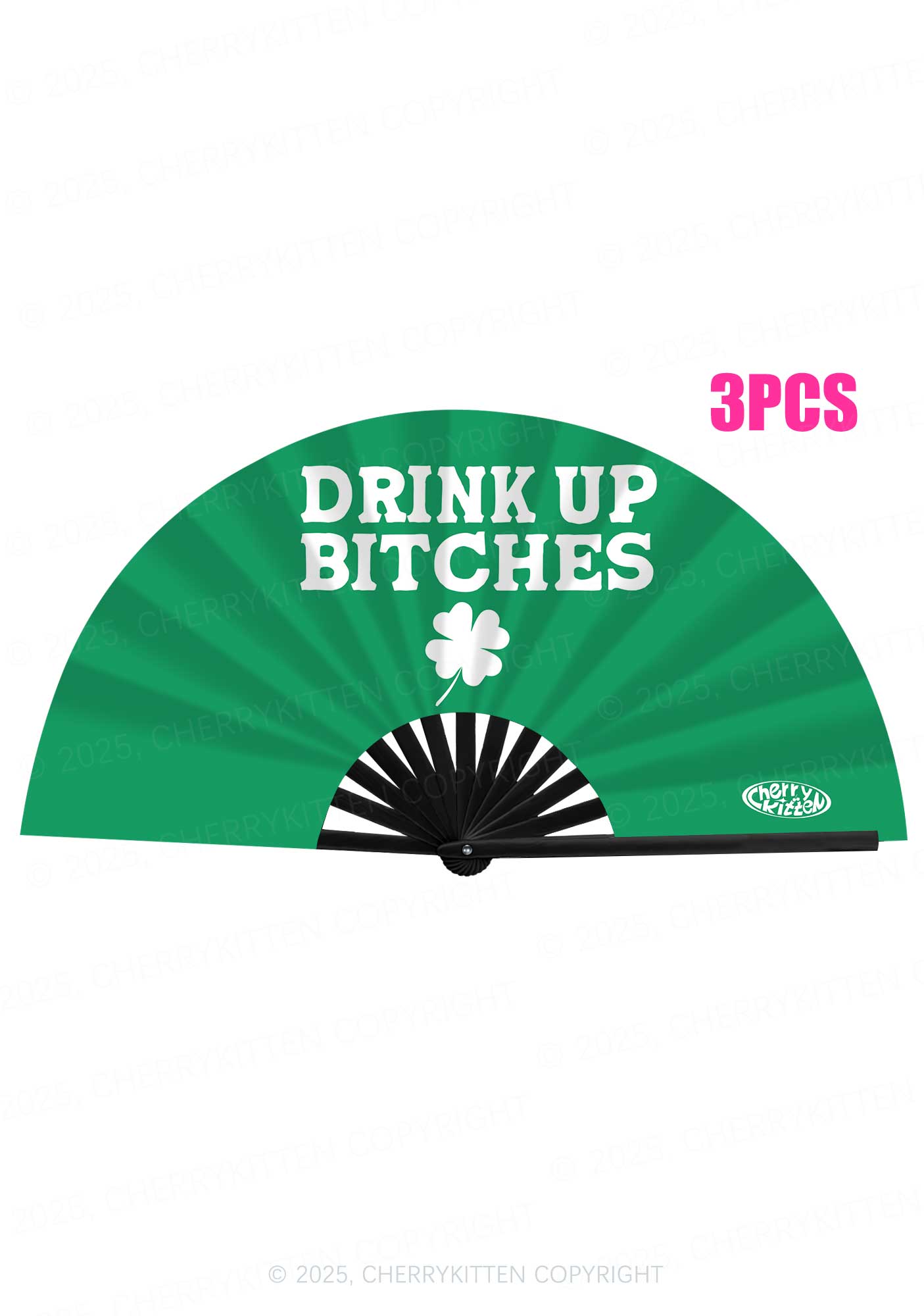 Drink Up Bxxch St Patricks Y2K Rave Hand Fan Cherrykitten