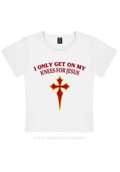 Glitter Get On My Knees For Jesus Y2K Baby Tee Cherrykitten