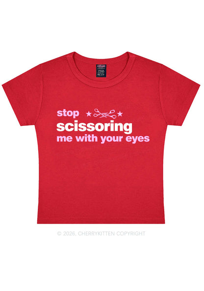 Stop Scissoring Me Pride Y2K Baby Tee Cherrykitten