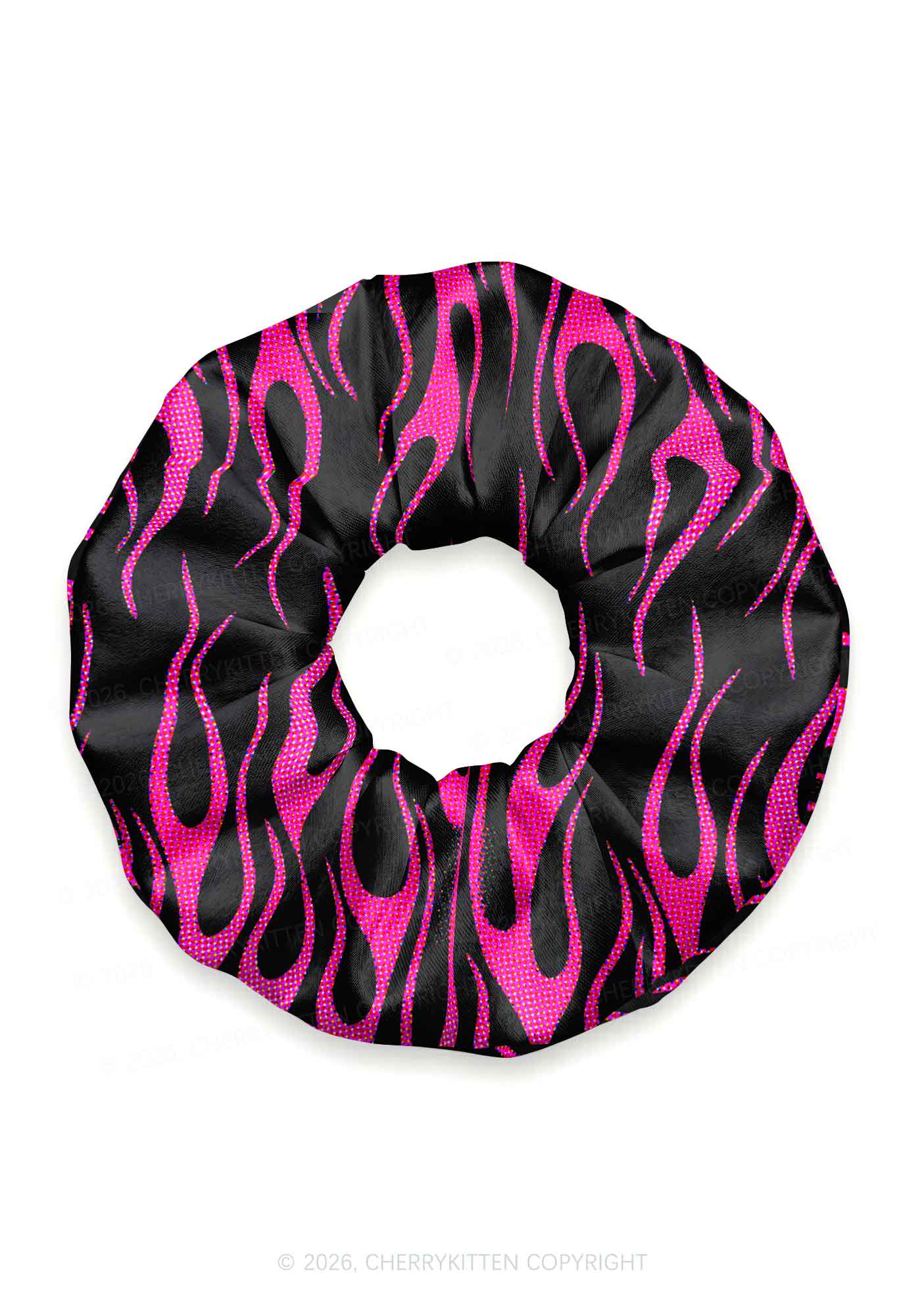 Hot Pink Flame Y2K Hair Scrunchie Cherrykitten