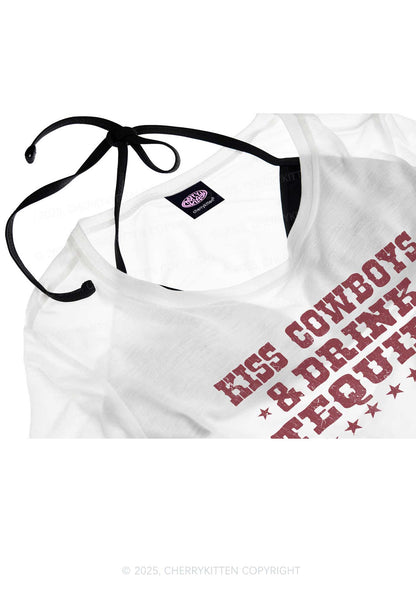 Kiss Cowboys Y2K Sheer Crop Tee Cherrykitten