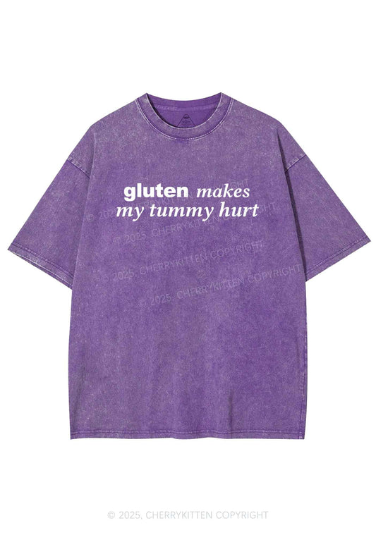 Gluten Makes Tummy Hurt Y2K Shirts Washed Tee Cherrykitten
