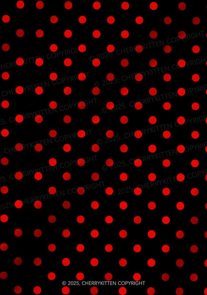 Red Dots On Black Valentine's Day Y2K Print Long Sleeve Pajama Set Cherrykitten