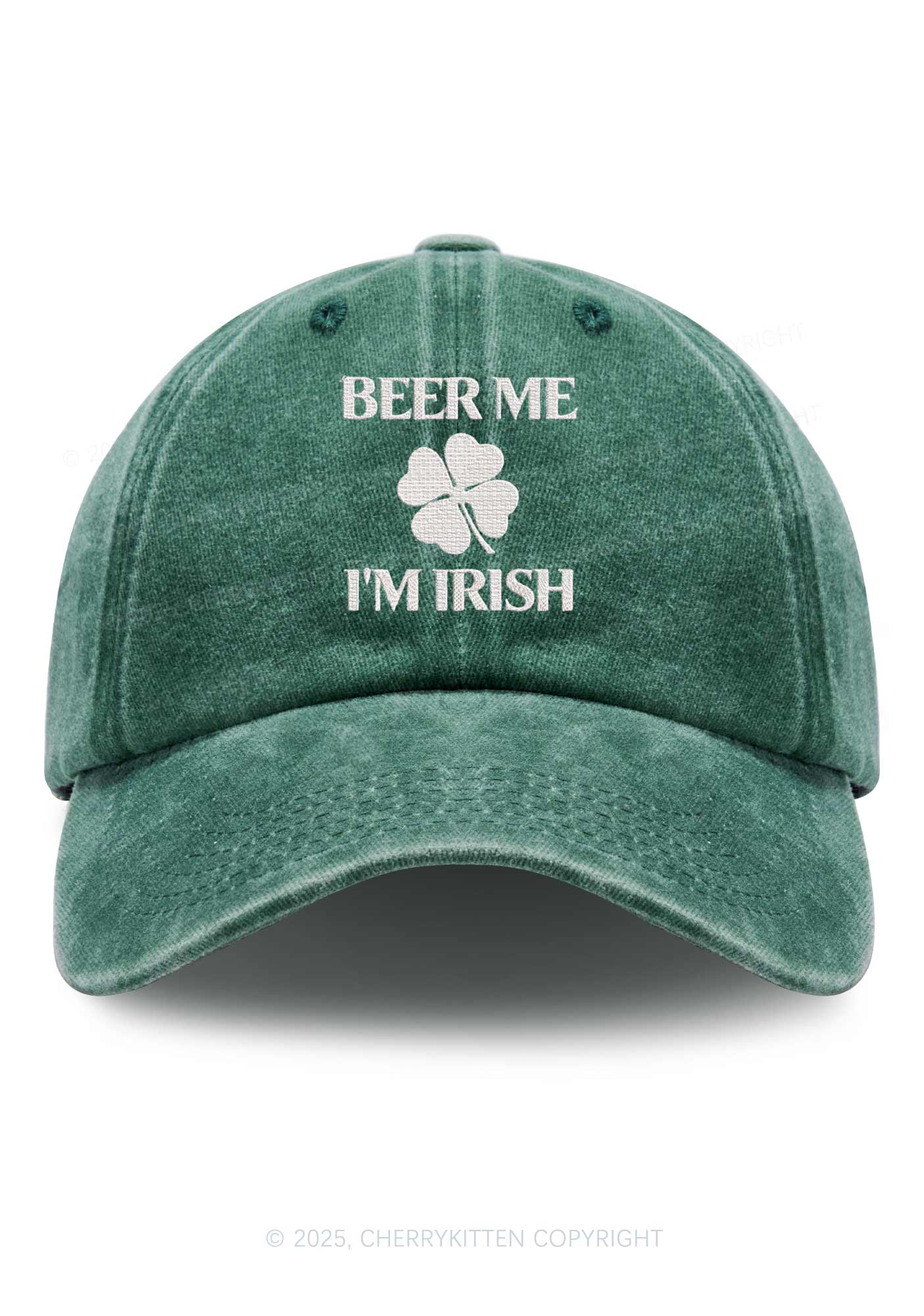 Embroidered Beer Irish St Patricks Y2K Washed Baseball Cap Cherrykitten