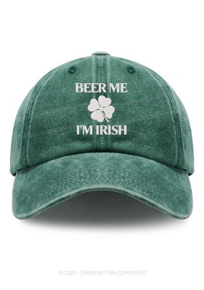 Embroidered Beer Irish St Patricks Y2K Washed Baseball Cap Cherrykitten