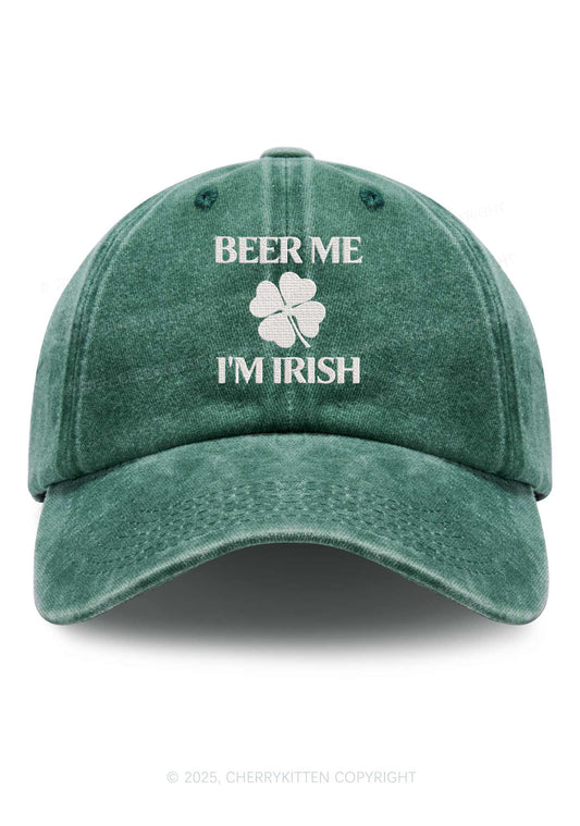 Embroidered Beer Irish St Patricks Y2K Washed Baseball Cap Cherrykitten