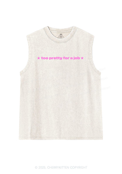 Too Pretty For Job Y2K Washed Muscle Tank Cherrykitten
