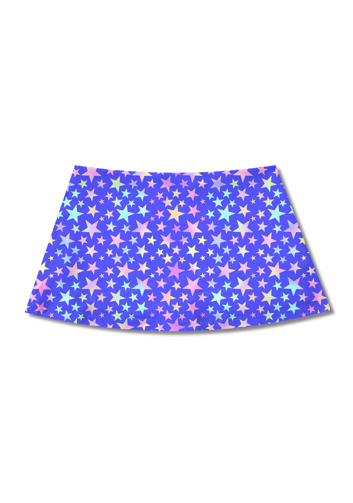 Rainbow Star On Purple Y2K Print Mini Skirt Cherrykitten