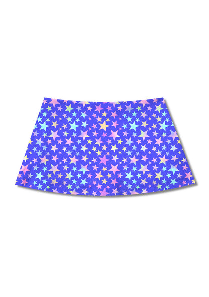 Rainbow Star On Purple Y2K Print Mini Skirt Cherrykitten