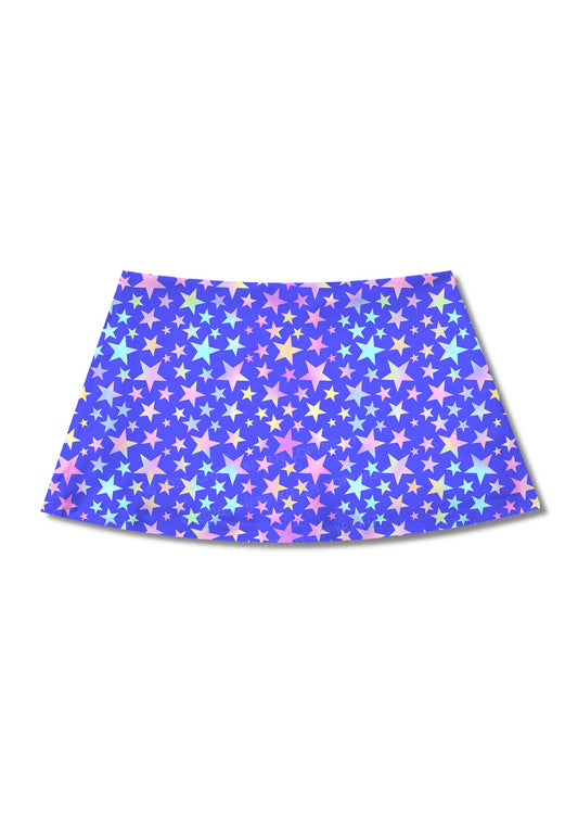 Rainbow Star On Purple Y2K Print Mini Skirt Cherrykitten