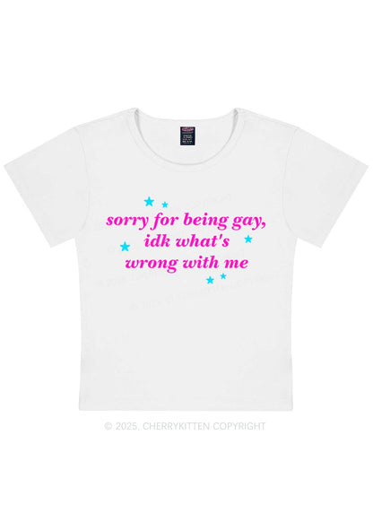 Sorry For Being Gay Pride Y2K Baby Tee Cherrykitten