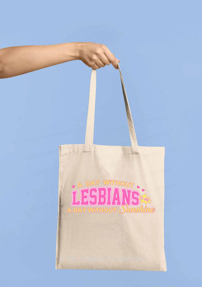 A Day Without Lesbians Pride Y2K Canvas Tote Bag Cherrykitten