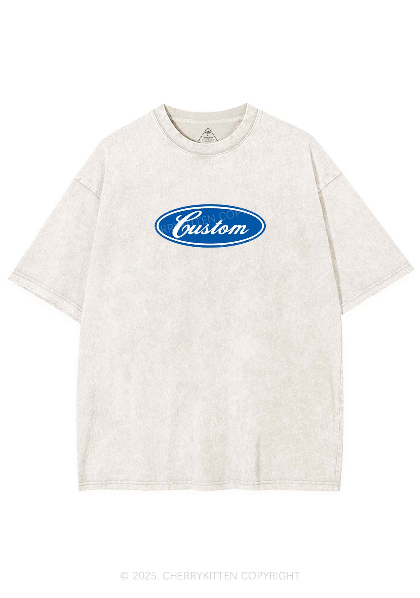 Oval Custom Text Y2K Shirts Washed Tee Cherrykitten