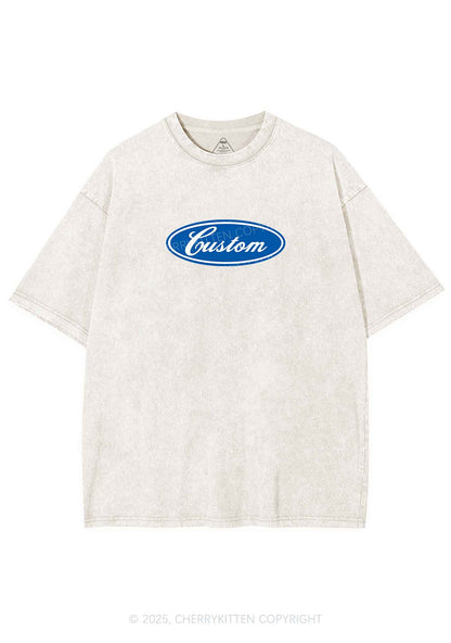 Oval Custom Text Y2K Shirts Washed Tee Cherrykitten