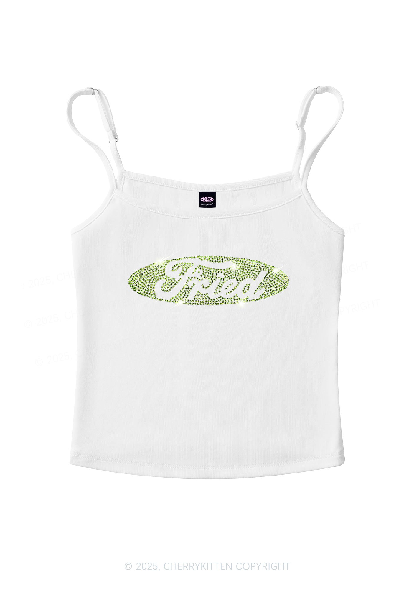 Rhinestone Fried Y2K Spaghetti Strap Cami Cherrykitten