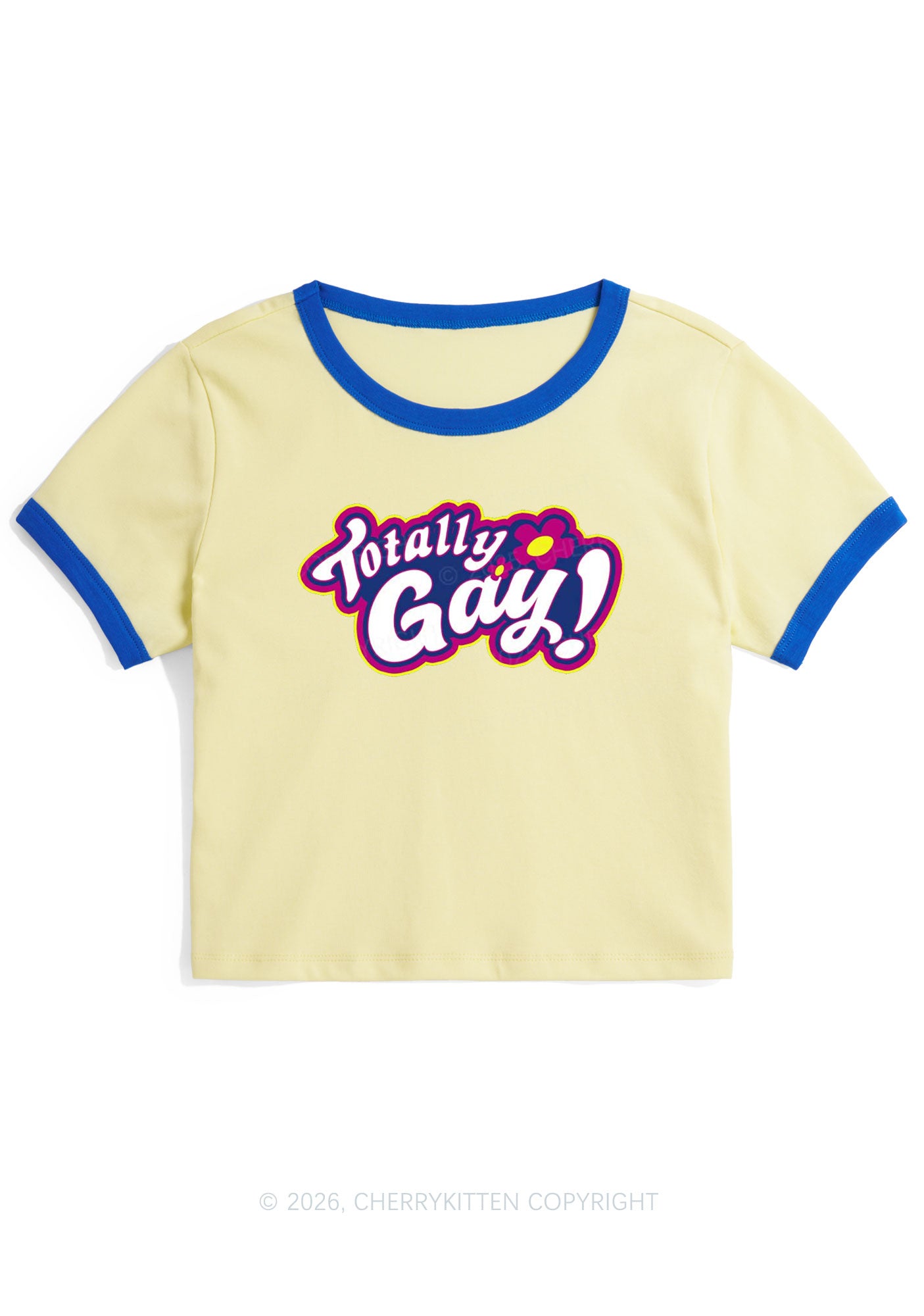 Totally Gay Pride Y2K Ringer Tee Cherrykitten