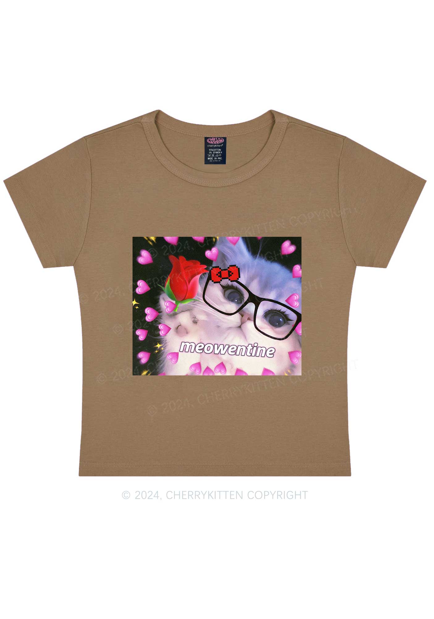 Meowentine Kitten Y2K Valentine's Day Baby Tee Cherrykitten