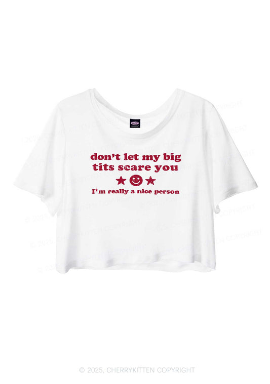 Don't Let My Big Txts Scare You Y2K Sheer Crop Tee Cherrykitten