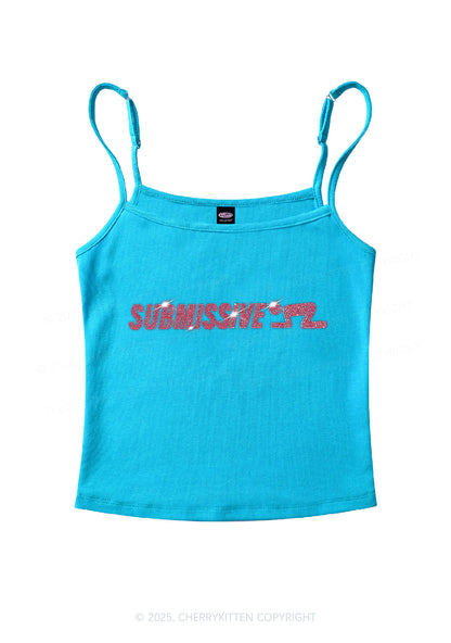 Rhinestone Submissive Man Y2K Spaghetti Strap Cami Cherrykitten
