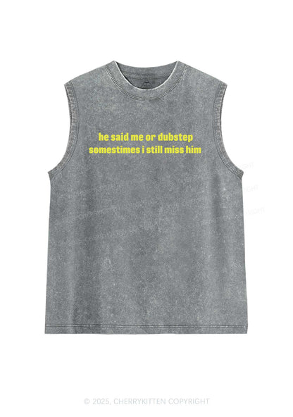 He Said Dubstep Y2K Washed Muscle Tank Cherrykitten